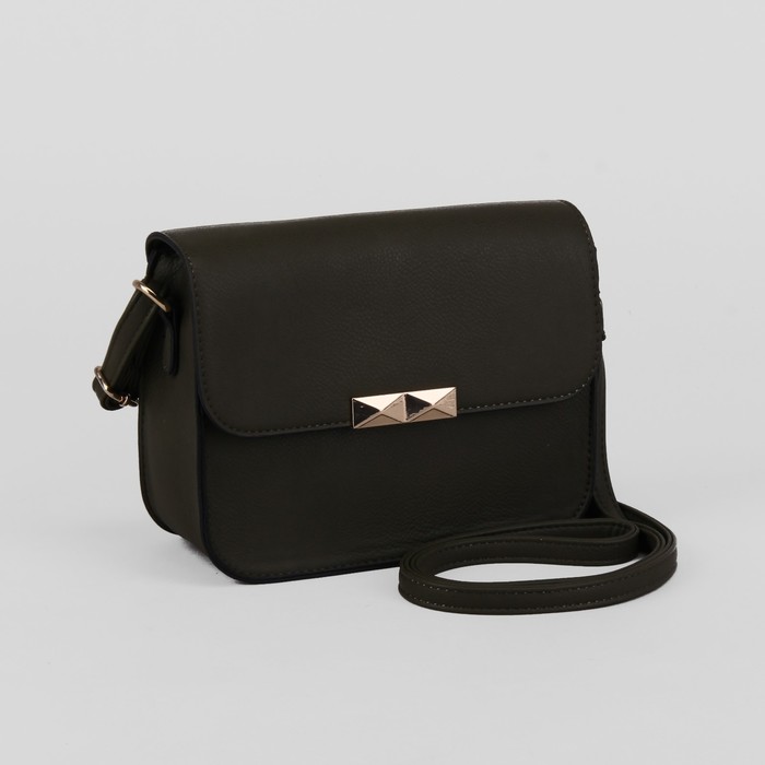 Сумка женская, отдел на молнии, наружный карман, длинный ремень, цвет зелёный