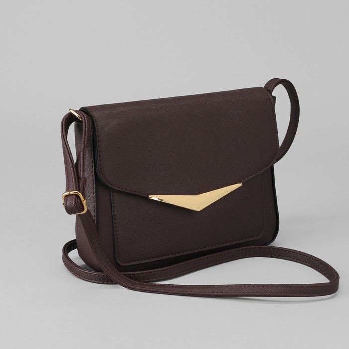 Сумка женская, отдел на молнии, 2 наружных кармана, длинный ремень, цвет кофе