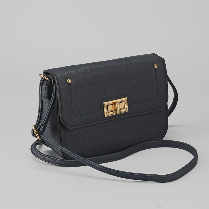 Сумка женская, отдел на молнии, наружный карман, длинный ремень, цвет синий