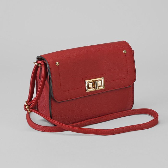 Сумка женская, отдел на молнии, наружный карман, длинный ремень, цвет красный
