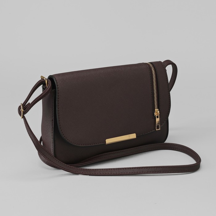Сумка женская, отдел на молнии, наружный карман, длинный ремень, цвет кофе