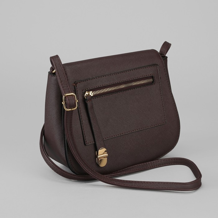 Сумка женская, отдел на молнии, 2 наружных кармана, длинный ремень, цвет кофе