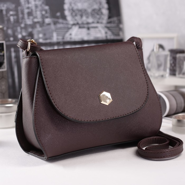 Сумка женская, отдел на молнии, наружный карман, длинный ремень, цвет кофе