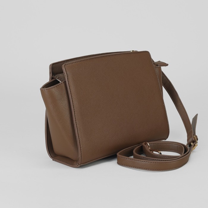 Сумка женская, отдел на молнии, наружный карман, длинный ремень, цвет хаки