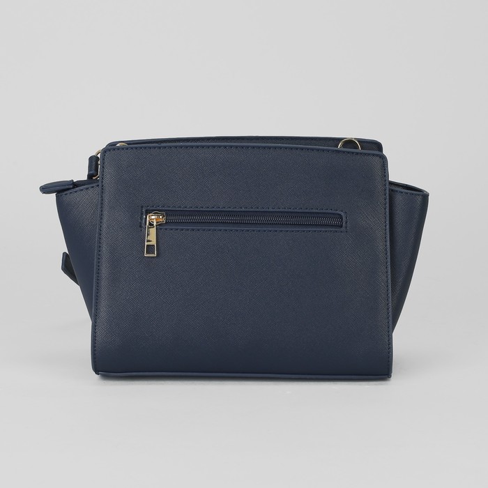 Сумка женская, отдел на молнии, наружный карман, длинный ремень, цвет синий