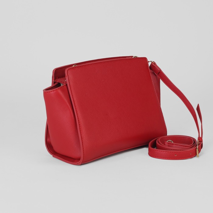 Сумка женская, отдел на молнии, наружный карман, длинный ремень, цвет красный