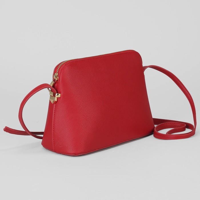 Сумка женская, отдел на молнии, наружный карман, длинный ремень, цвет красный