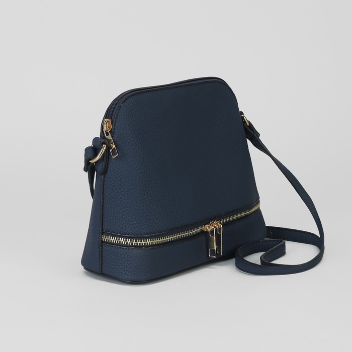 Сумка женская, отдел на молнии, наружный карман, длинный ремень, цвет синий