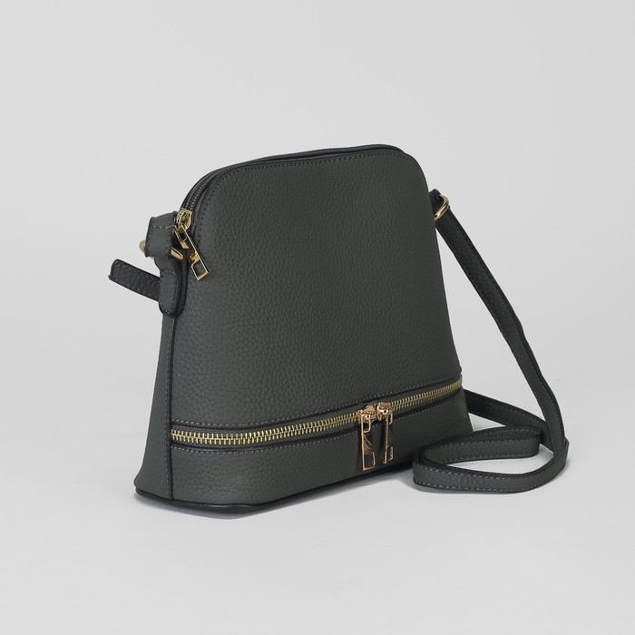 Сумка женская, отдел на молнии, наружный карман, длинный ремень, цвет серый