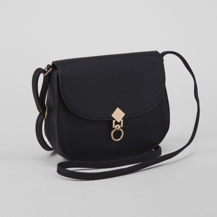 Сумка женская, отдел на молнии, наружный карман, длинный ремень, цвет чёрный