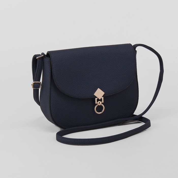 Сумка женская, отдел на молнии, наружный карман, длинный ремень, цвет синий