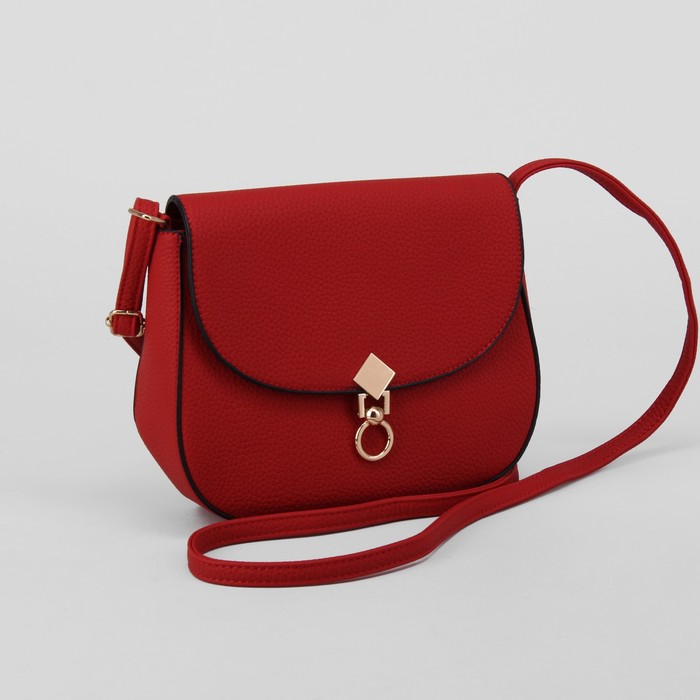 Сумка женская, отдел на молнии, наружный карман, длинный ремень, цвет красный