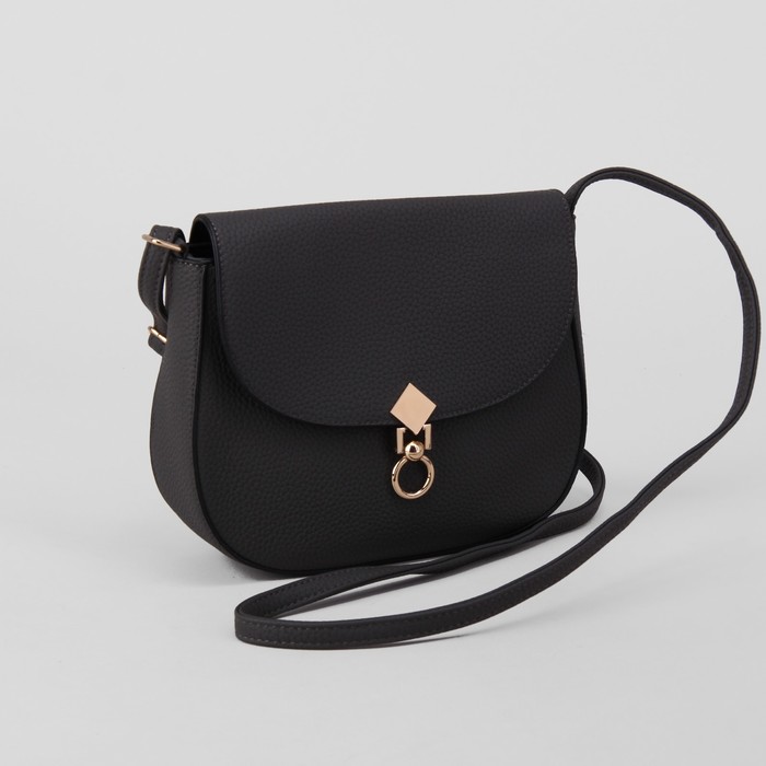 Сумка женская, отдел на молнии, наружный карман, длинный ремень, цвет серый