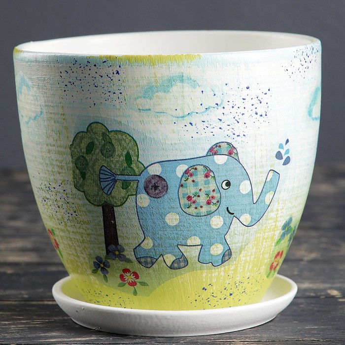 Горшок цветочный "Зверята" № 4 высокий овал, 2,6 л, МИКС