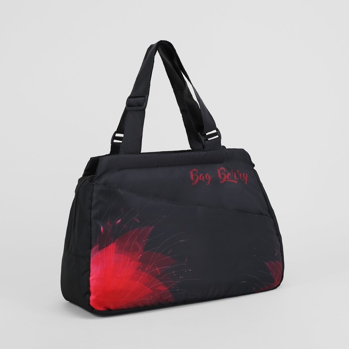 Сумка дорожная на молнии, 1 отдел, наружный карман, длинный ремень, цвет красный/чёрный