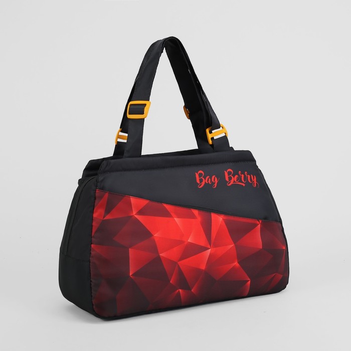 Сумка дорожная на молнии, 1 отдел, наружный карман, длинный ремень, цвет чёрный/бордовый