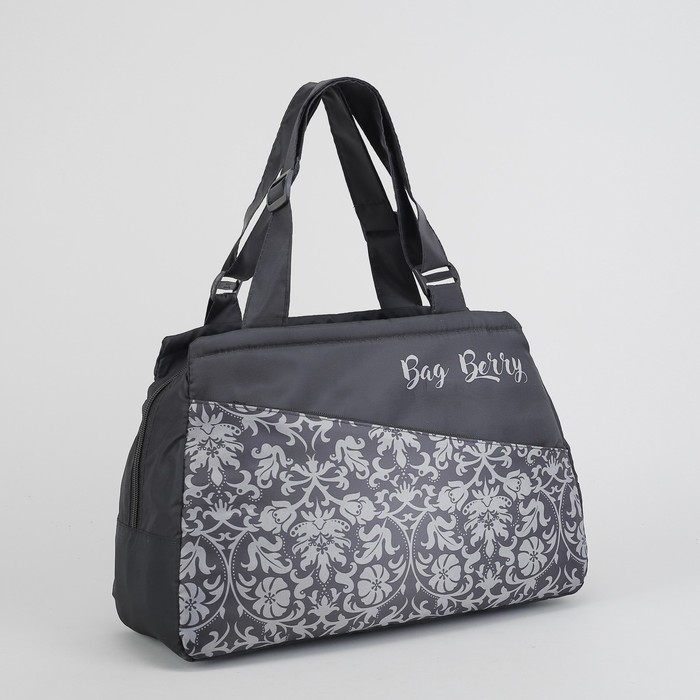 Сумка дорожная на молнии, 1 отдел, наружный карман, длинный ремень, цвет серый