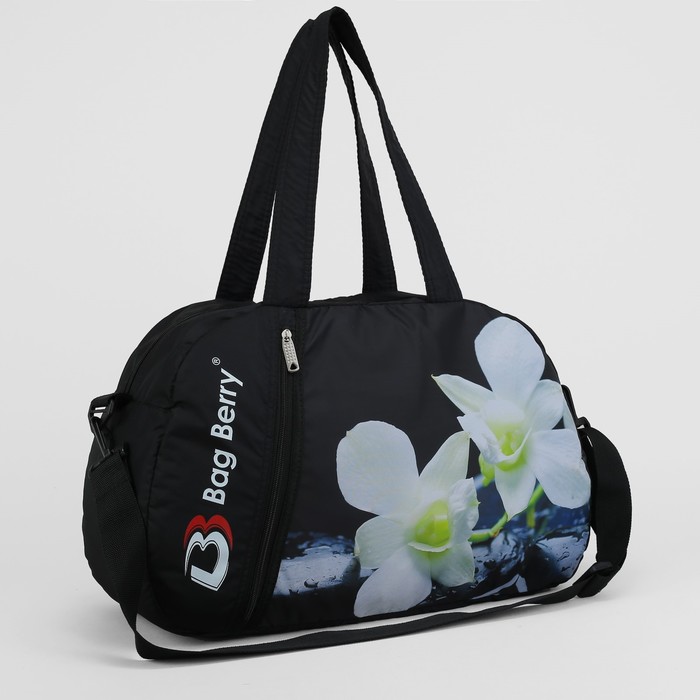 Сумка спортивная "Белая орхидея", отдел на молнии, наружный карман, регулируемый ремень