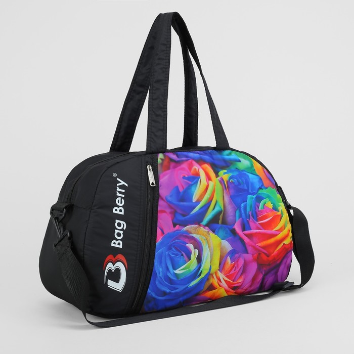 Сумка спортивная "Розы", отдел на молнии, наружный карман, регулируемый ремень, разноцветная
