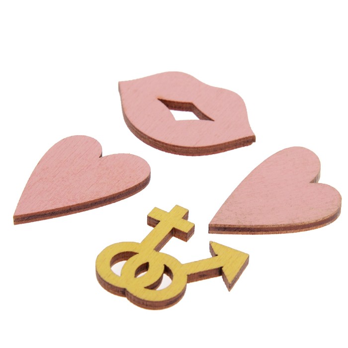 Мининабор крашеный "Любовь" (4 шт) 2,5х4 см, фанера 3 мм