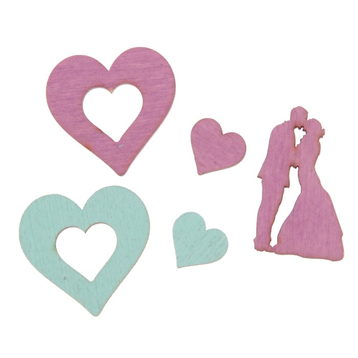 Мининабор крашеный "Жених и невеста" (5 шт) 1,6х4 см, фанера 3 мм