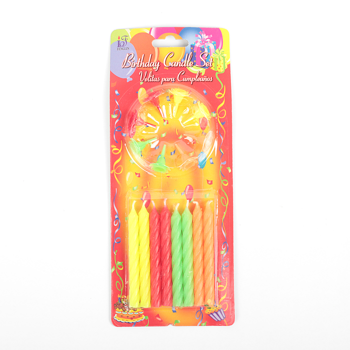 Свечи в торт "С днём рождения" 9*0,6 см 8 шт