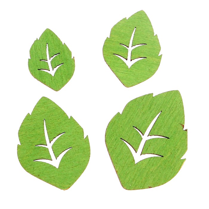 Мининабор крашеный "Листочки" (4 шт) 2х3,5 см, фанера 3 мм