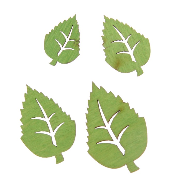 Мининабор крашеный "Листья берёзы" (4 шт) 2х3,5 см, фанера 3 мм