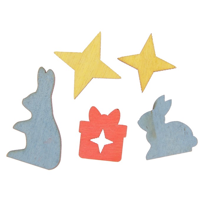 Мининабор крашеный "Звезды и зайцы" (5 шт) 2,5х4 см, фанера 3 мм