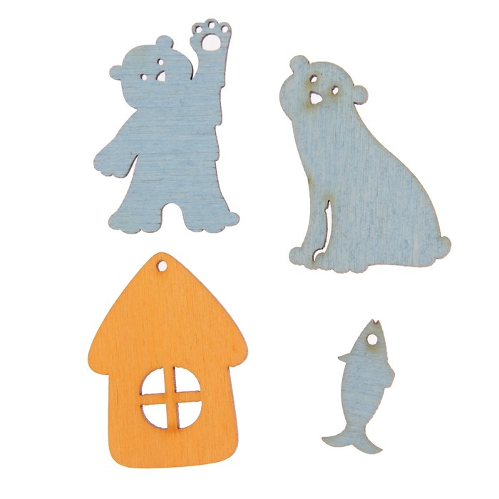 Мининабор крашеный "Мишкин дом" (4 шт) 2,5х4 см, фанера 3 мм