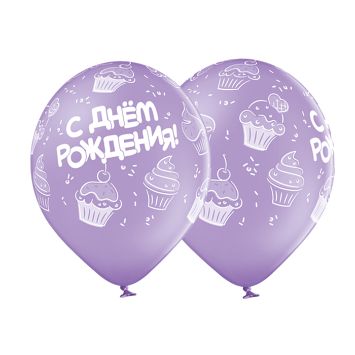 Шар латексный 14" "С днем рождения Кексы", пастель, 25 шт., МИКС