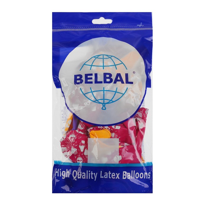 Шар латексный 14" "С днем рождения Кексы", пастель, 25 шт., МИКС