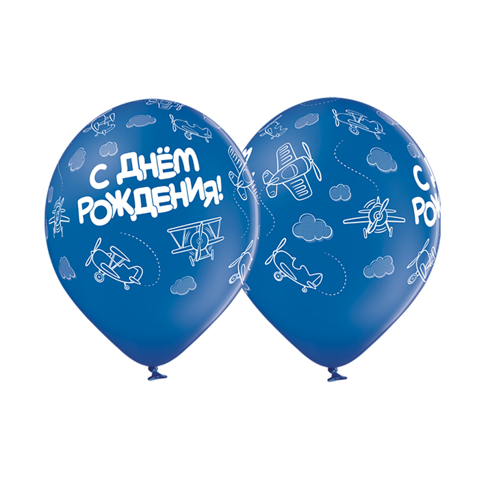 Шар латексный 14" "С днем рождения Самолеты", пастель, 25 шт., МИКС