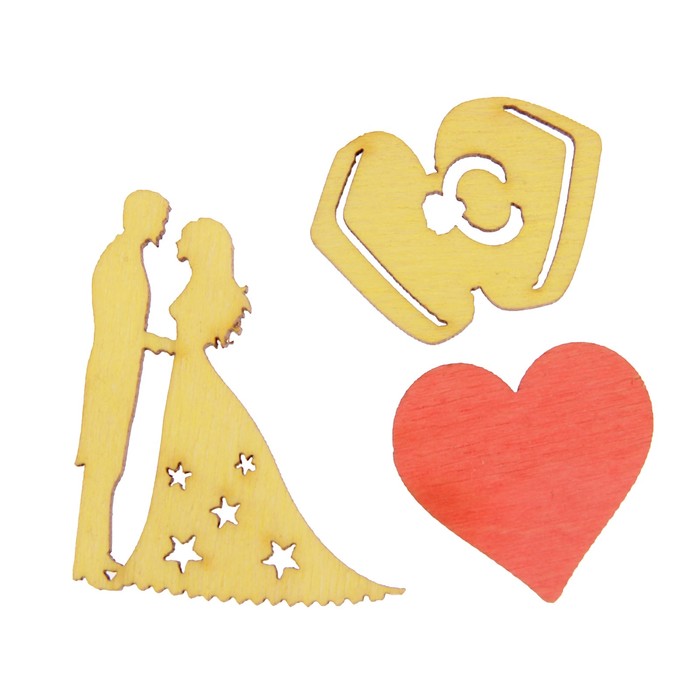 Мининабор крашеный "Влюблённые" (3 шт) 2,5х4 см, фанера 3 мм