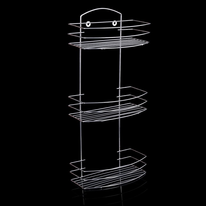 Полка прямоугольная, 3-х ярусная, цвет хром