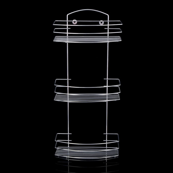 Полка прямоугольная, 3-х ярусная, цвет хром