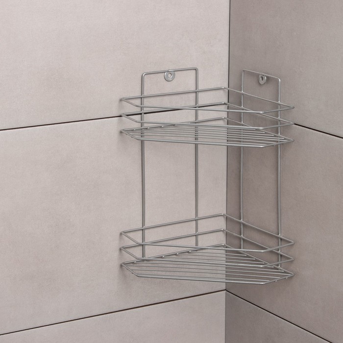 Полка угловая "Трапеция", 2-х ярусная, цвет хром