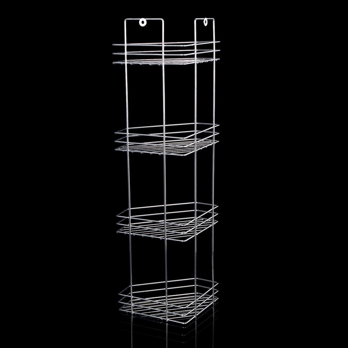 Полка угловая "Трапеция",, 4-х ярусная, цвет хром