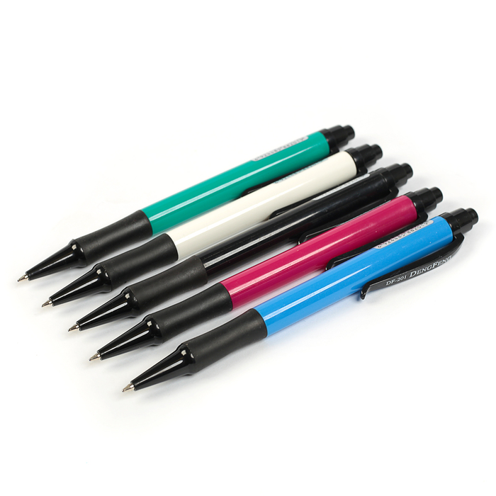 Ручка шариковая авт 0,7мм корпус МИКС стержень синий с резиновым держателем