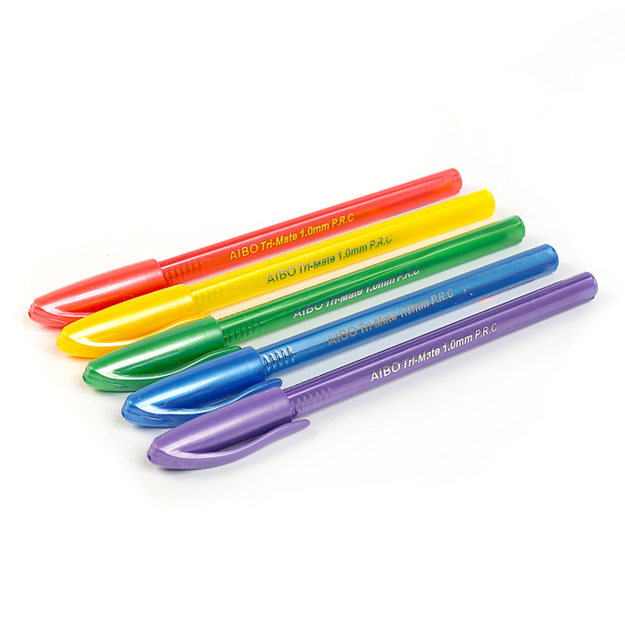 Ручка шариковая 1,0мм стержень синий корпус треугольный МИКС