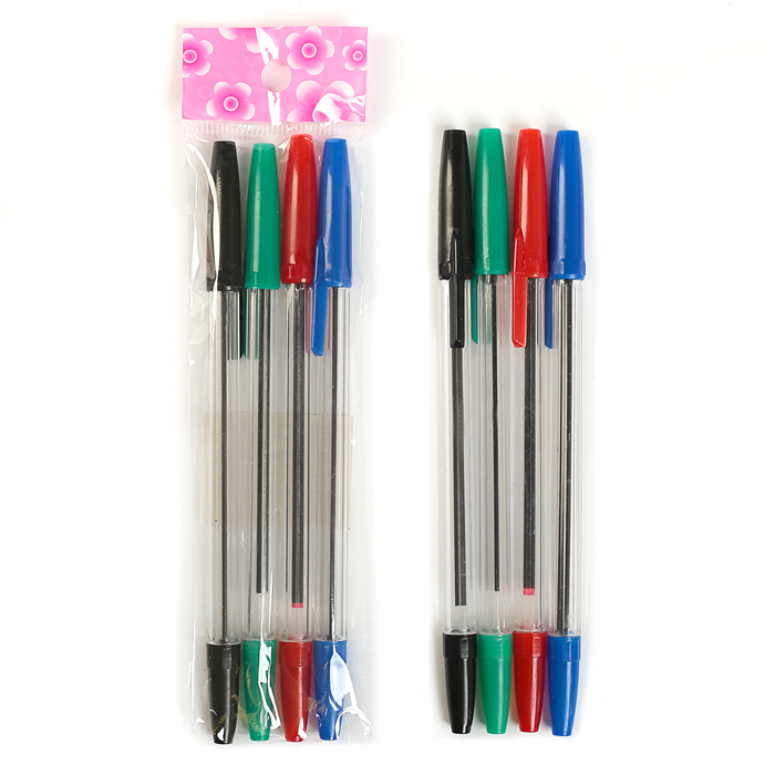 Набор ручек шариковых 04цв в блистере-пакете