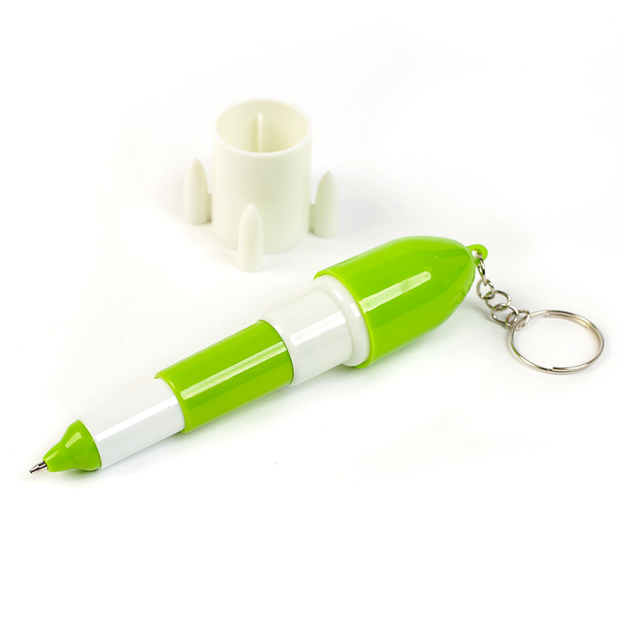 Ручка шариковая-прикол Ракета раздвижная МИКС с брелком