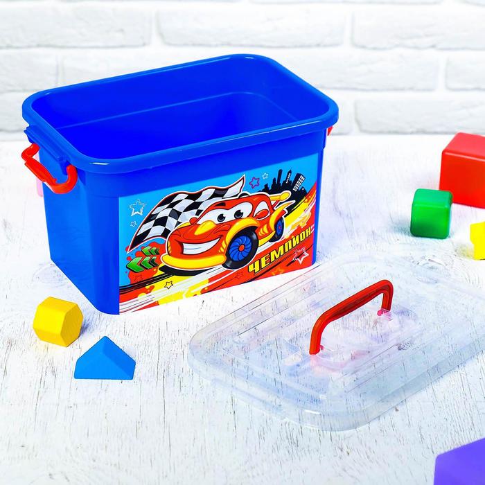 Ящик для игрушек "Чемпион" с крышкой и ручками, 6,5 л