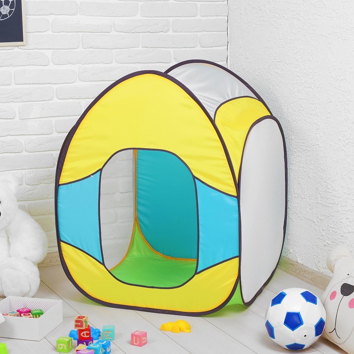 Палатка детская Радужный домик "Волшебный домик" цвет салатовый/бирюза/желтый ПИ-004М-ВД1