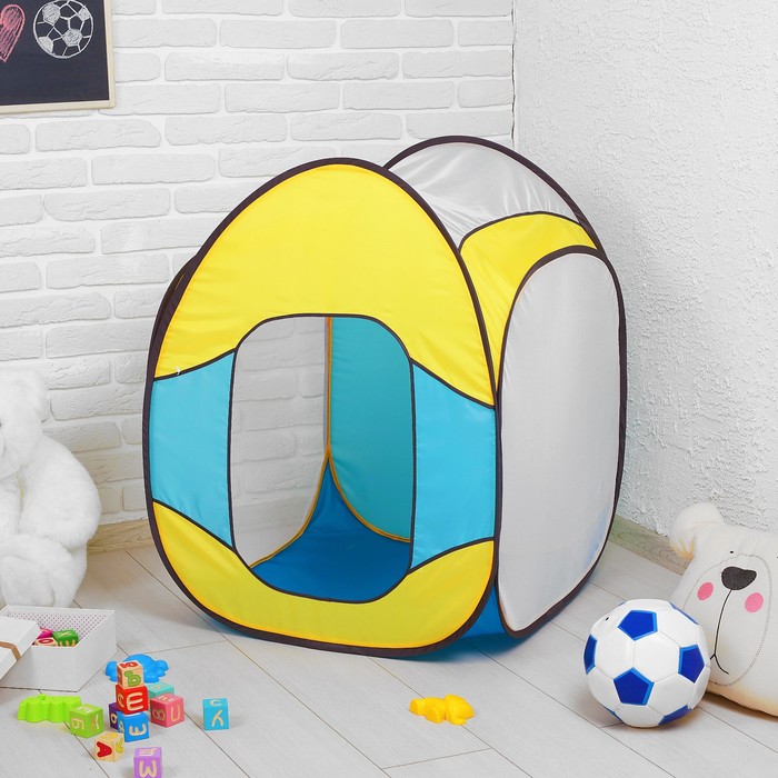 Палатка детская Радужный домик "Волшебный домик" цвет синий/бирюза/желтый ПИ-004М-ВД3
