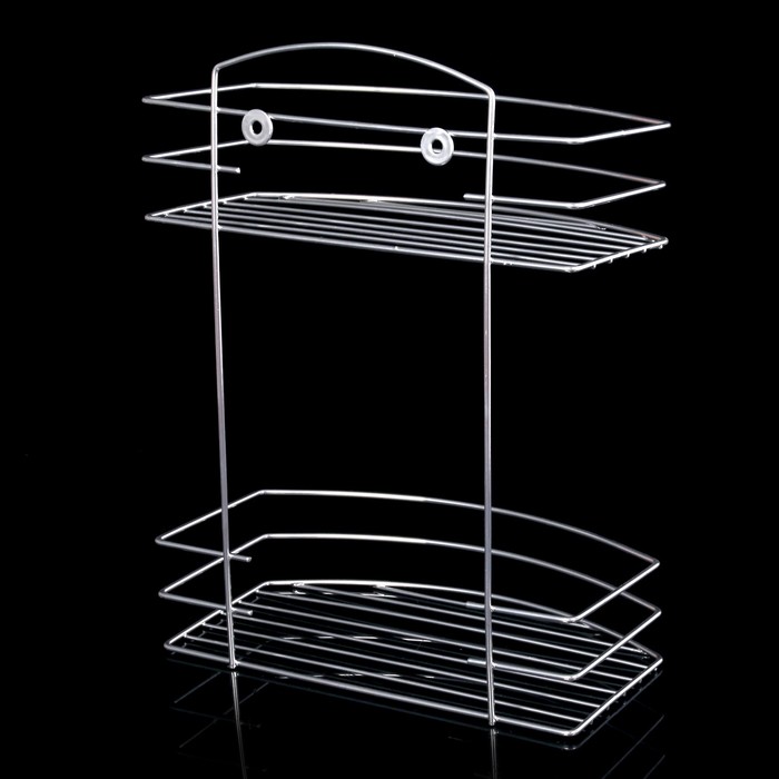 Полка прямоугольная, 2-х ярусная, цвет хром