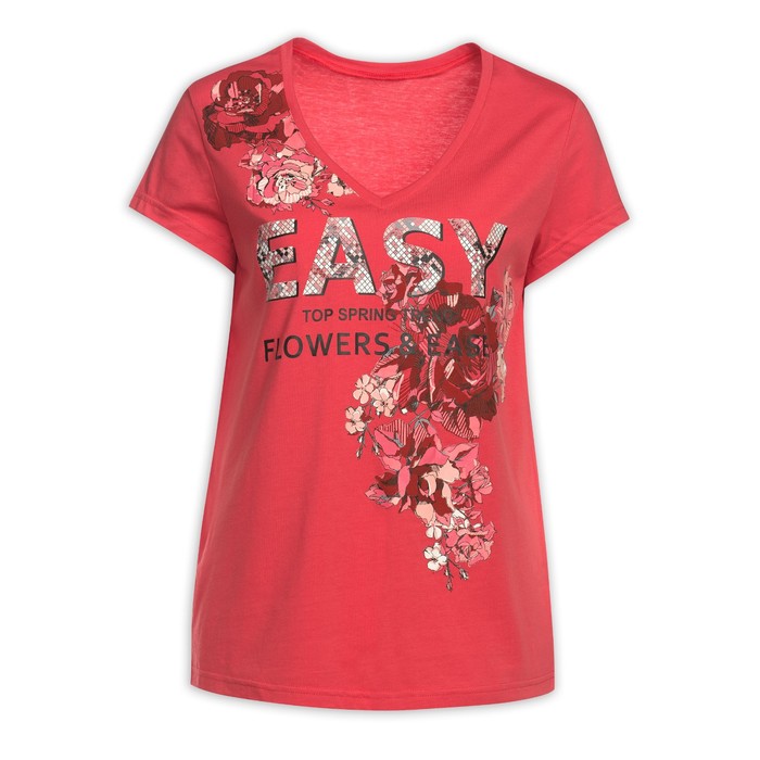 Футболка женская, размер L, цвет красный