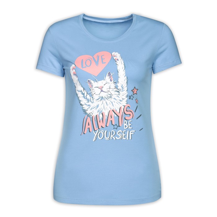 Футболка женская, размер S, цвет голубой