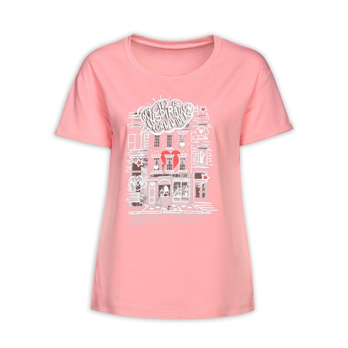 Футболка женская, размер L, цвет розовый