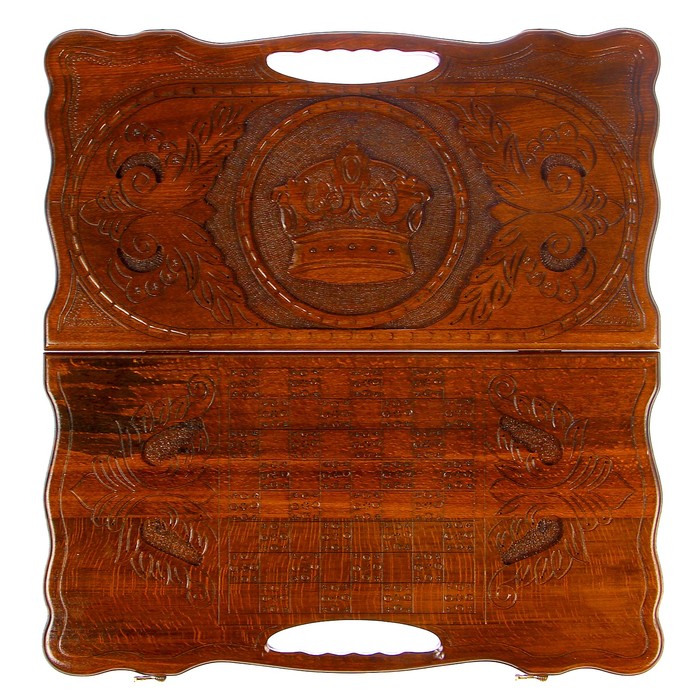 Нарды резные "Корона" с ручкой, 61х33 см